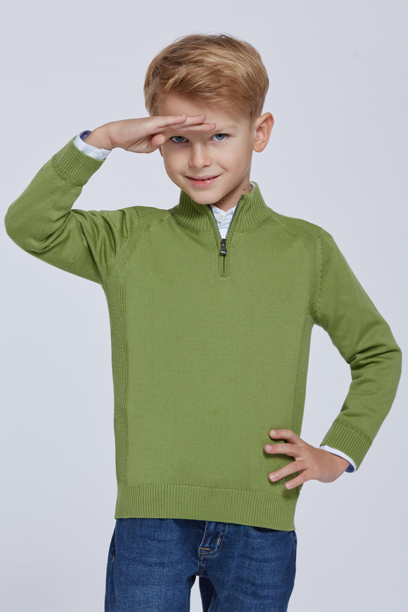 Hemington Fermuarlı Merino Yün Yeşil Activewear Çocuk Triko. 1