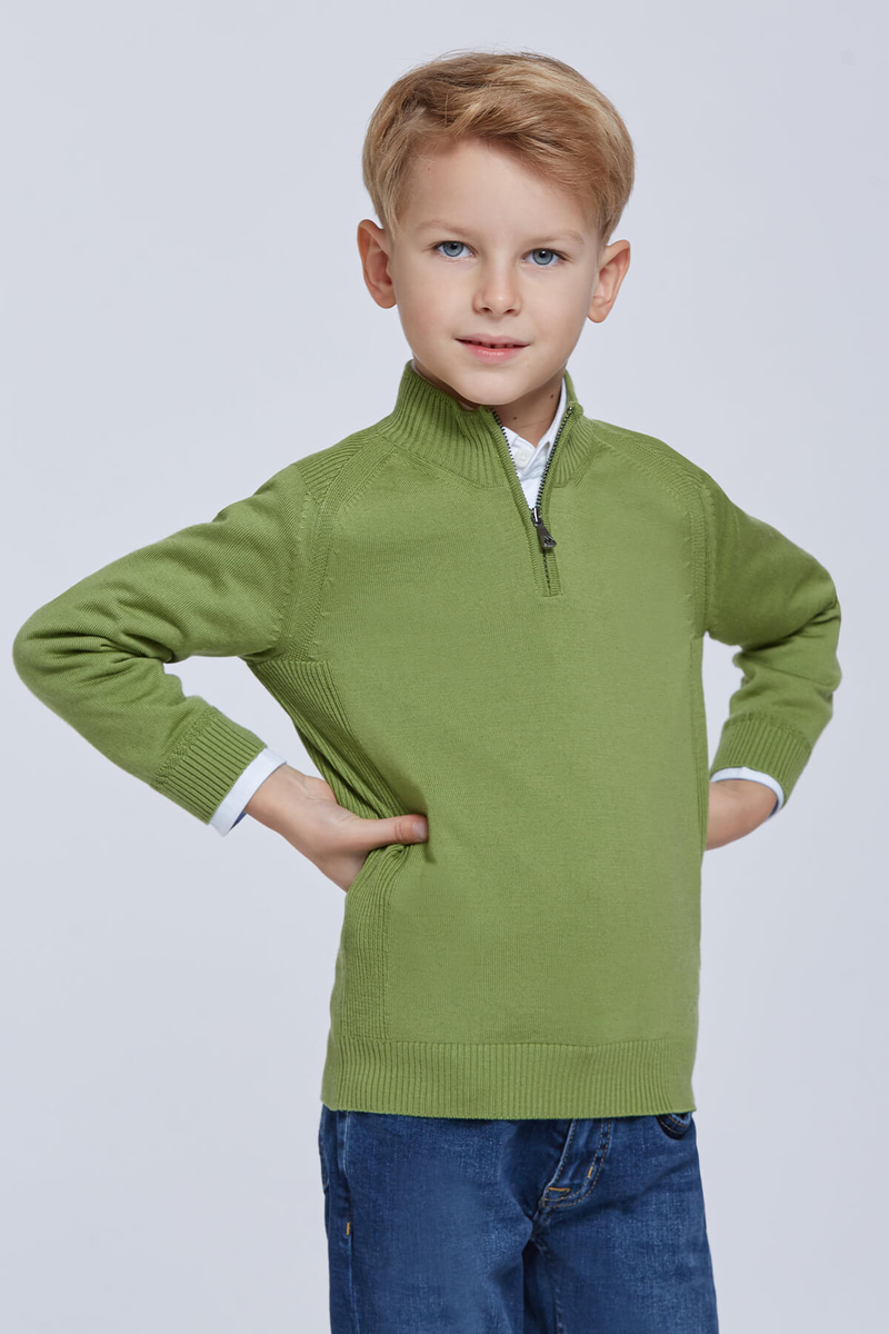 Hemington Fermuarlı Merino Yün Yeşil Activewear Çocuk Triko. 3