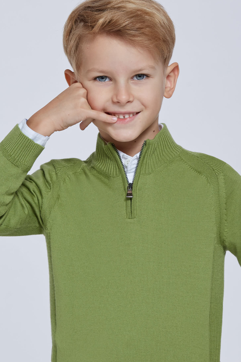 Hemington Fermuarlı Merino Yün Yeşil Activewear Çocuk Triko. 5