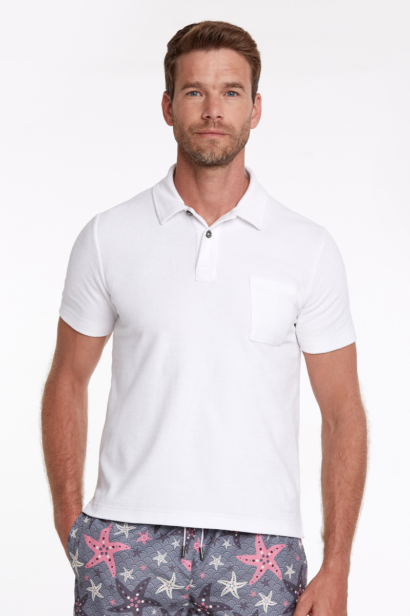 Hemington Havlu Kumaş Beyaz Polo Yaka T-Shirt. 1 Hemington Havlu Kumaş Beyaz Polo Yaka T-Shirt. 1