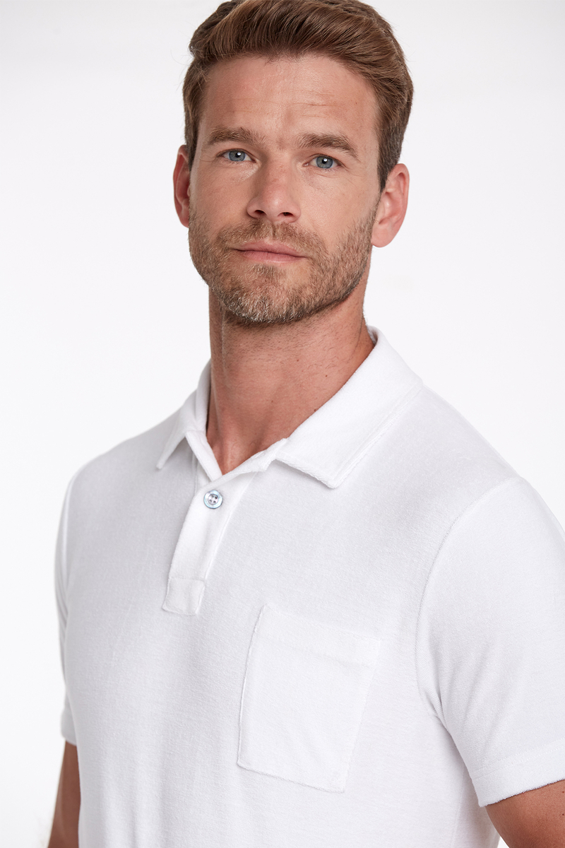 Hemington Havlu Kumaş Beyaz Polo Yaka T-Shirt. 3 Hemington Havlu Kumaş Beyaz Polo Yaka T-Shirt. 3