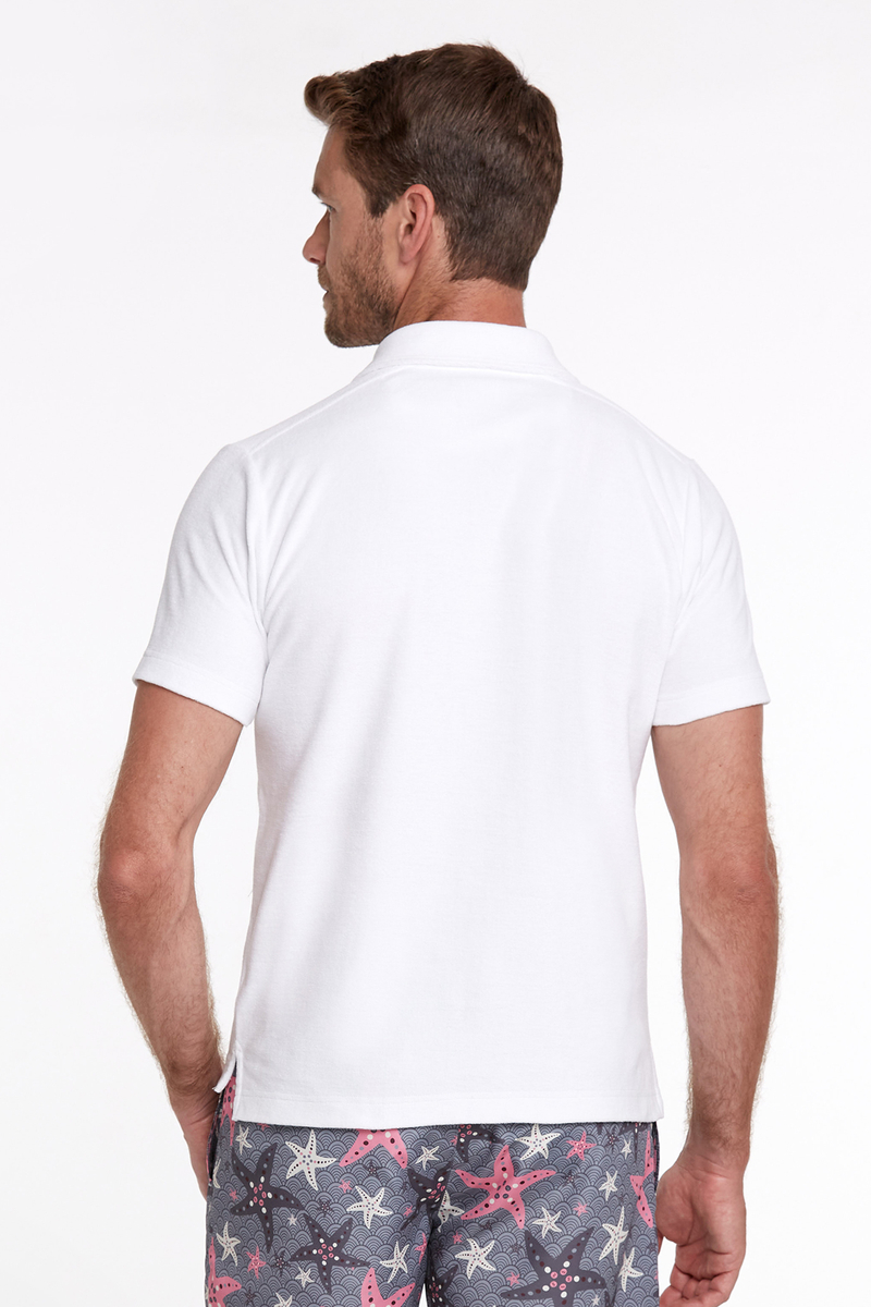 Hemington Havlu Kumaş Beyaz Polo Yaka T-Shirt. 6