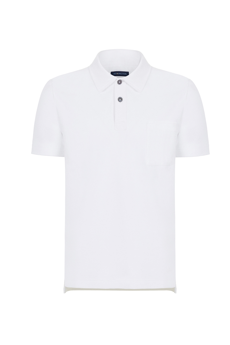 Hemington Havlu Kumaş Beyaz Polo Yaka T-Shirt. 7