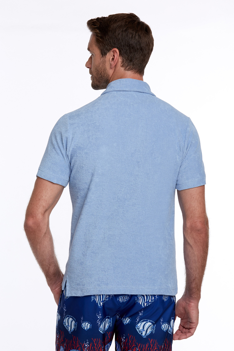 Hemington Havlu Kumaş Mavi Polo Yaka T-Shirt. 4