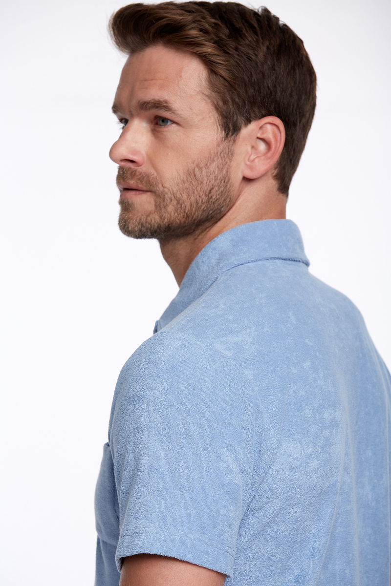 Hemington Havlu Kumaş Mavi Polo Yaka T-Shirt. 5 Hemington Havlu Kumaş Mavi Polo Yaka T-Shirt. 5