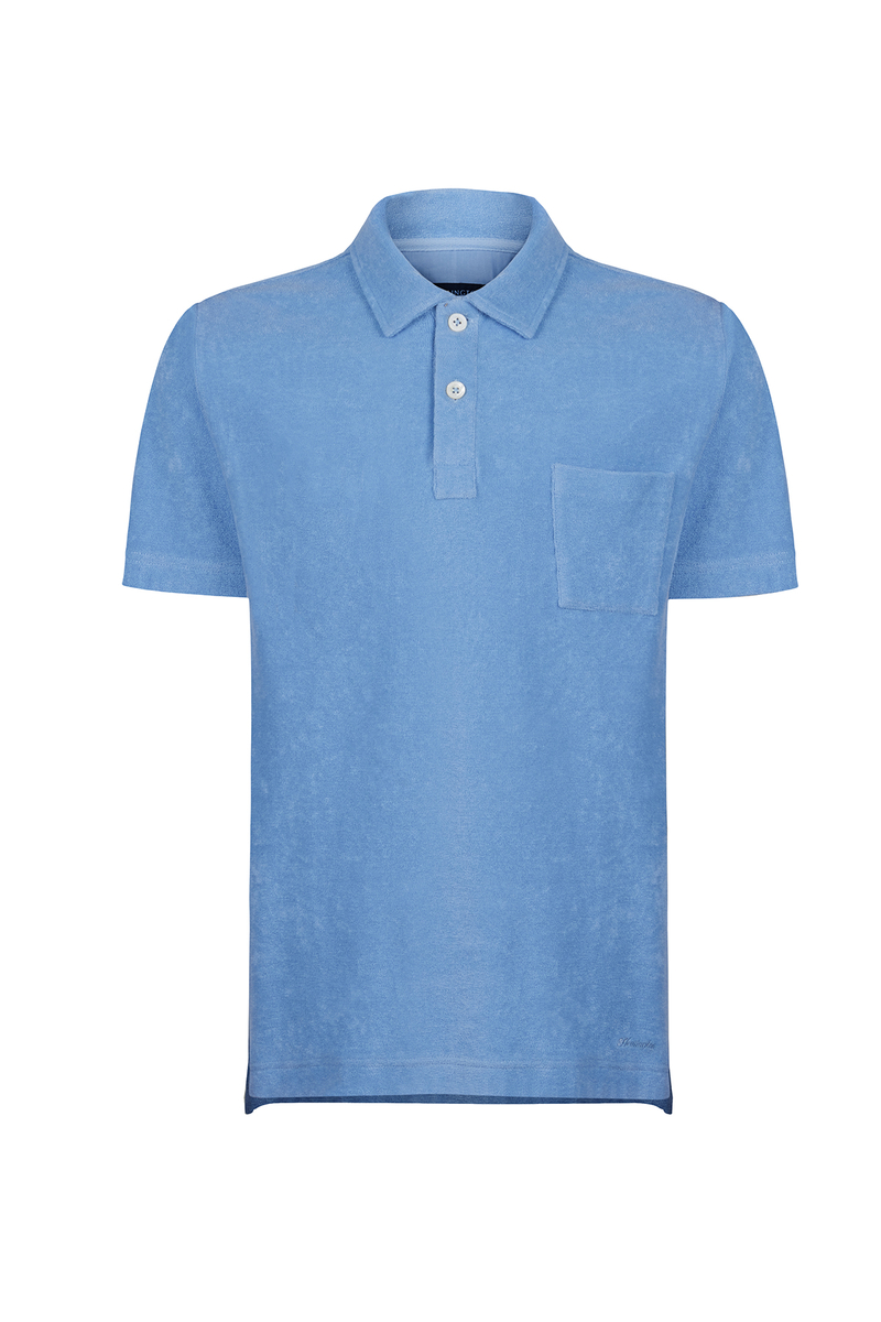 Hemington Havlu Kumaş Mavi Polo Yaka T-Shirt. 7
