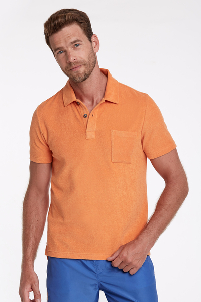 Havlu Kumaş Turuncu Polo Yaka T-Shirt