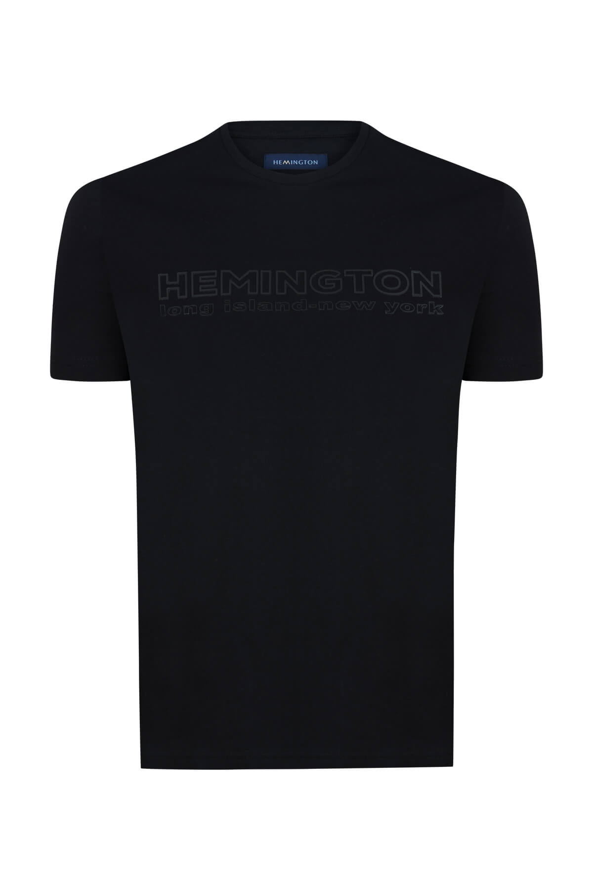 Hemington Kabartma Baskılı Siyah Pima Pamuk T-Shirt