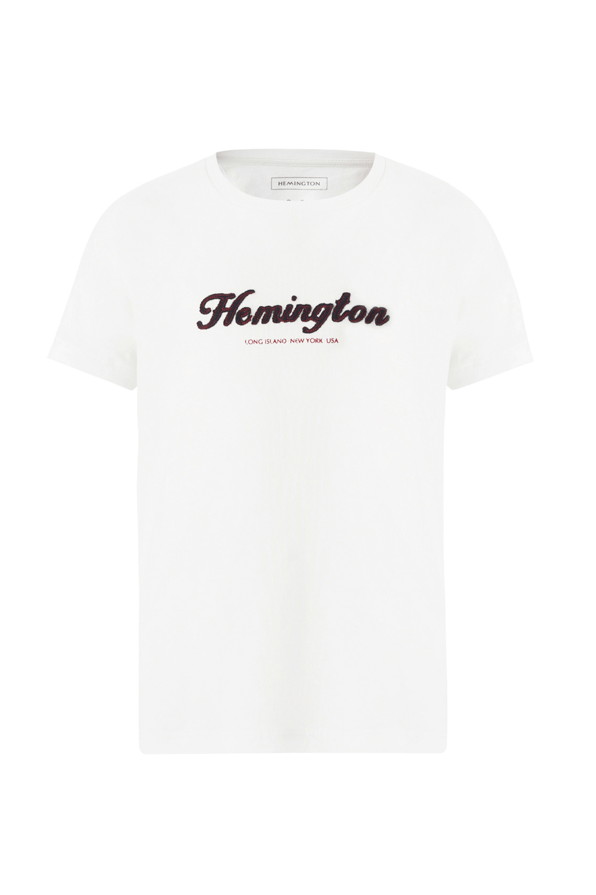 Hemington Logolu Bisiklet Yaka Beyaz Pamuk Çocuk T-Shirt