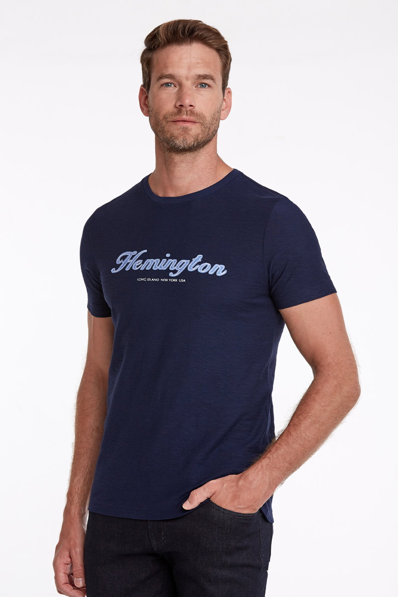 Hemington Logolu Bisiklet Yaka Lacivert Pamuk T-Shirt. 3 Hemington Logolu Bisiklet Yaka Lacivert Pamuk T-Shirt. 3