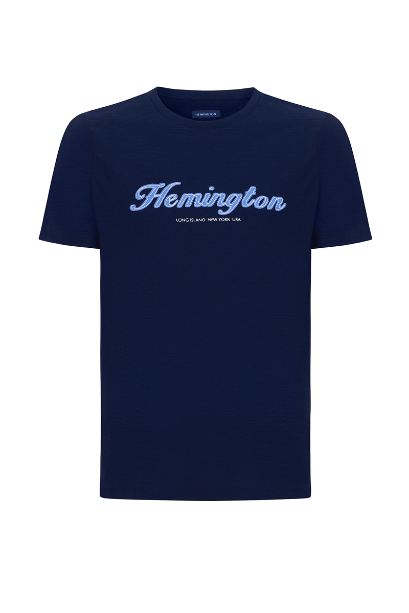 Hemington Logolu Bisiklet Yaka Lacivert Pamuk T-Shirt. 8 Hemington Logolu Bisiklet Yaka Lacivert Pamuk T-Shirt. 8