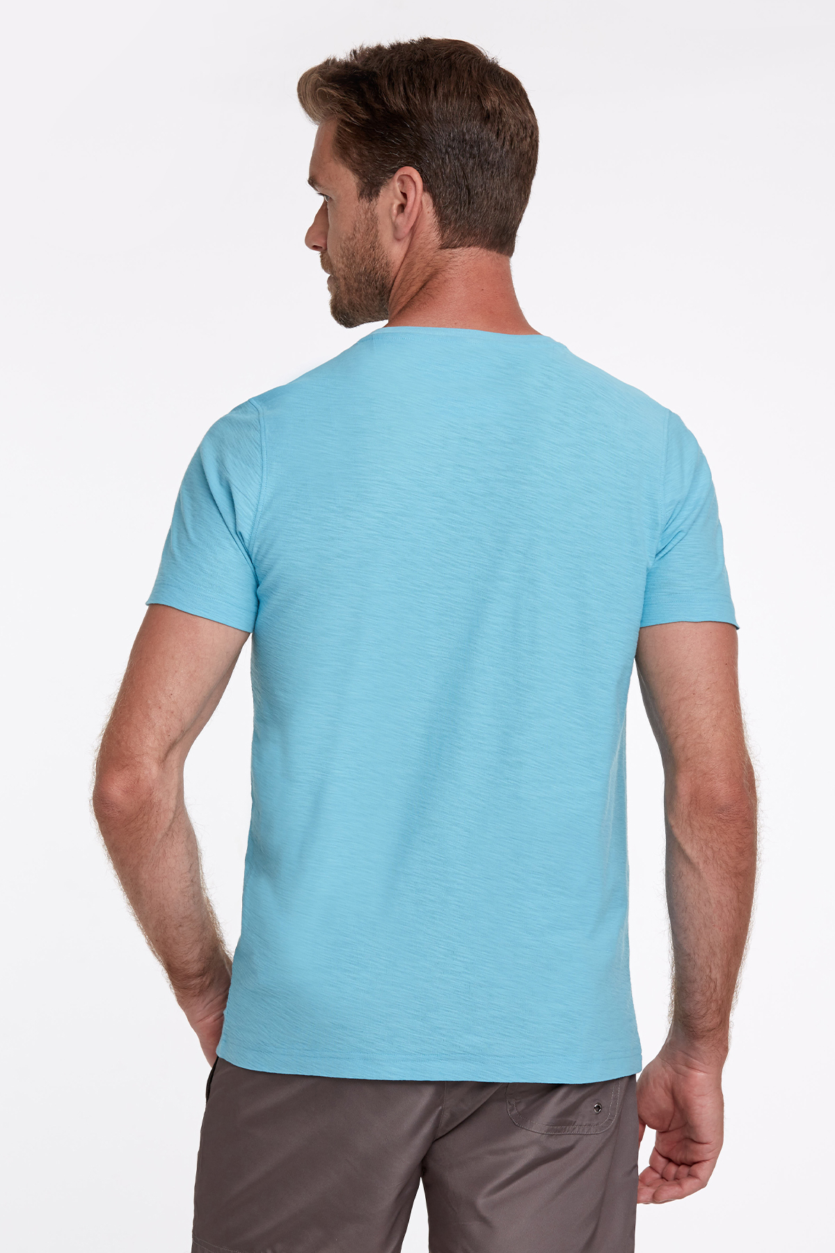 Hemington Logolu Bisiklet Yaka Turkuaz Pamuk T-Shirt
