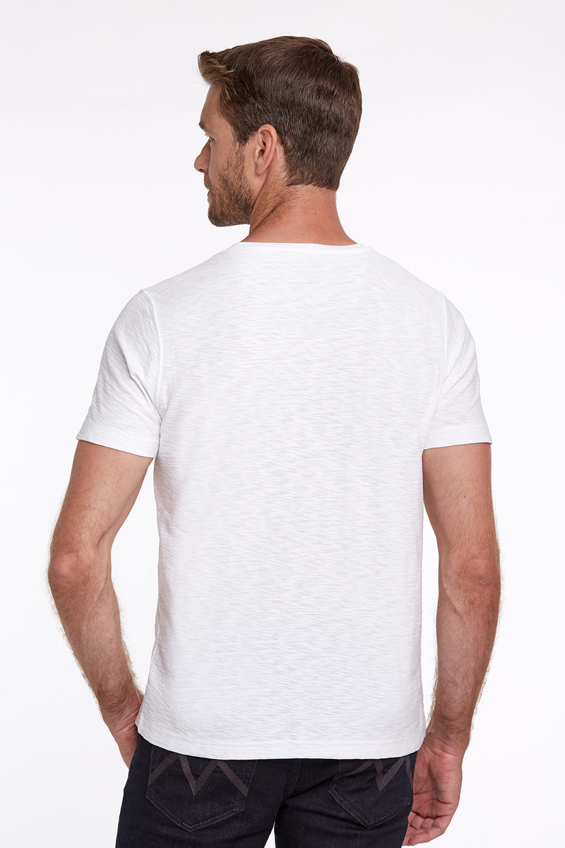 Hemington Logolu Bisiklet Yaka Kırık Beyaz Pamuk T-Shirt. 7