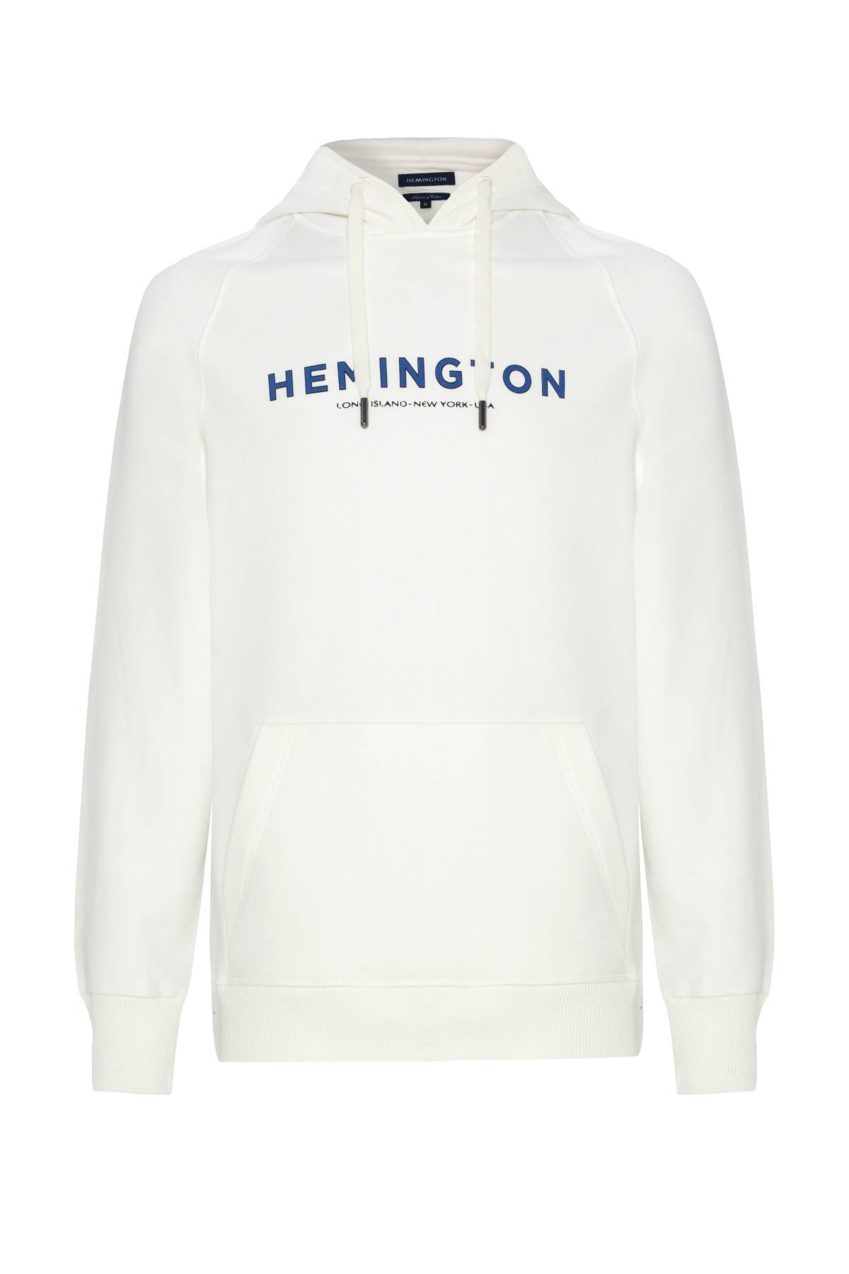 Hemington Logolu Kapüşonlu Beyaz Hoody
