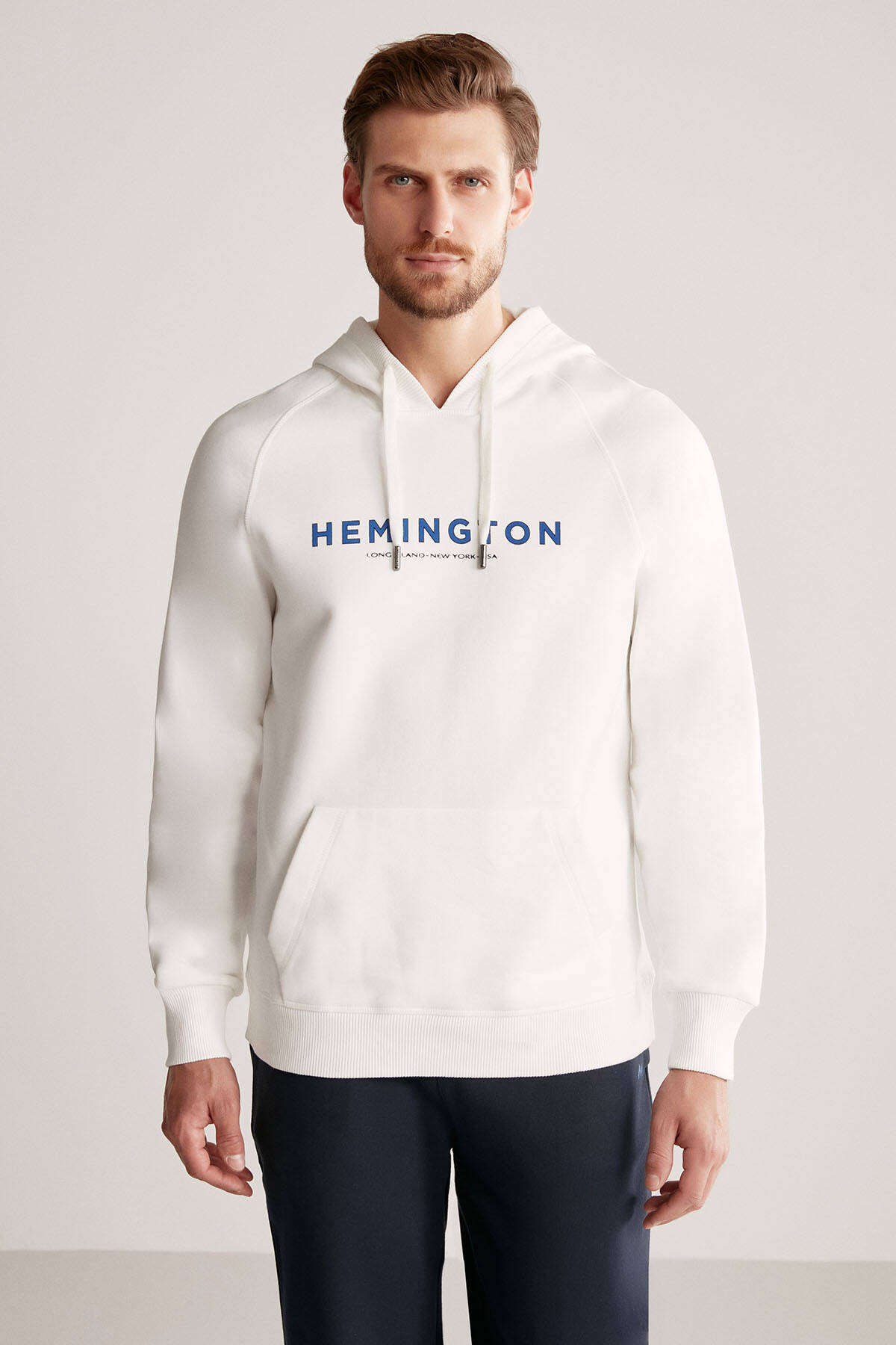 Hemington Logolu Kapüşonlu Beyaz Hoody