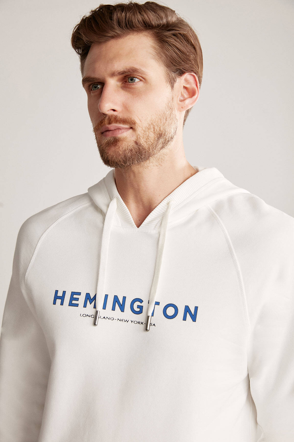 Hemington Logolu Kapüşonlu Beyaz Hoody