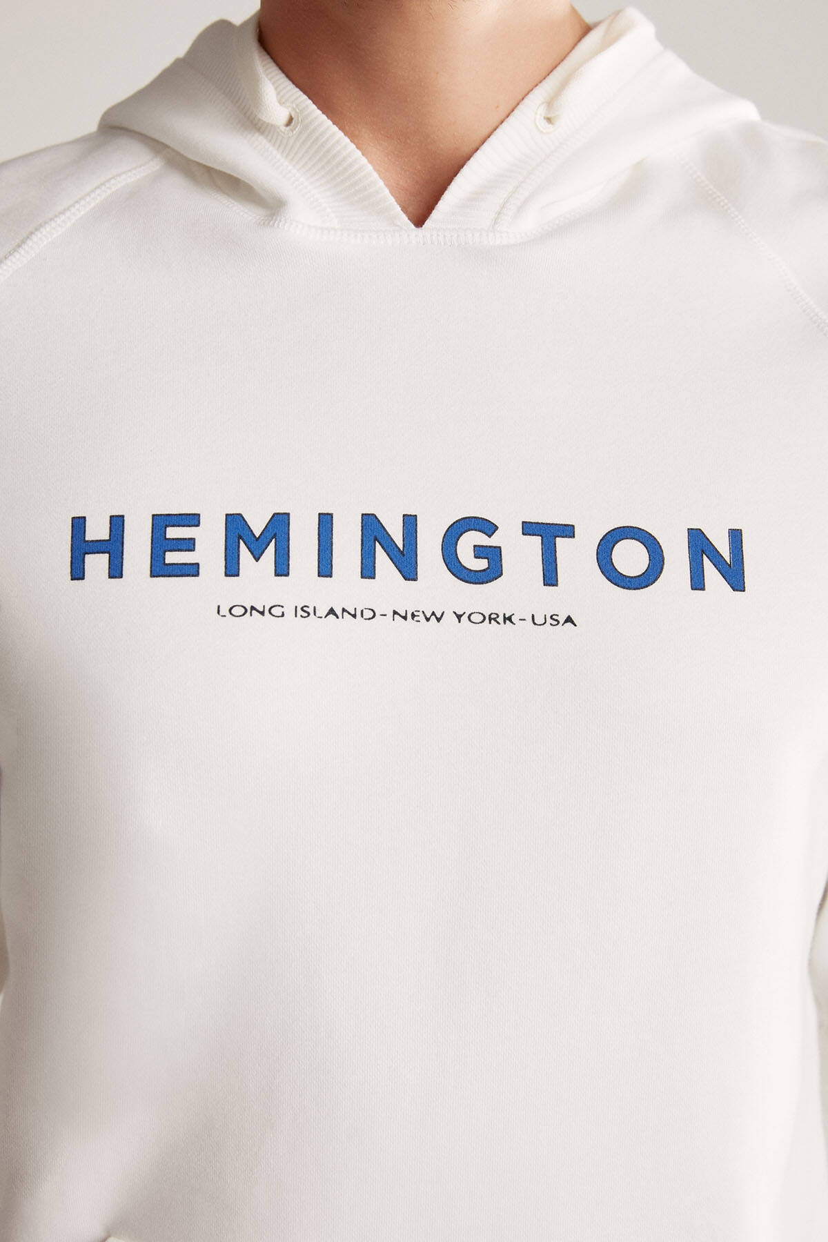 Hemington Logolu Kapüşonlu Beyaz Hoody