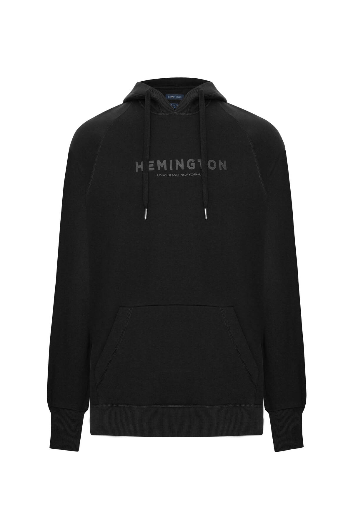 Hemington Logolu Kapüşonlu Siyah Hoody