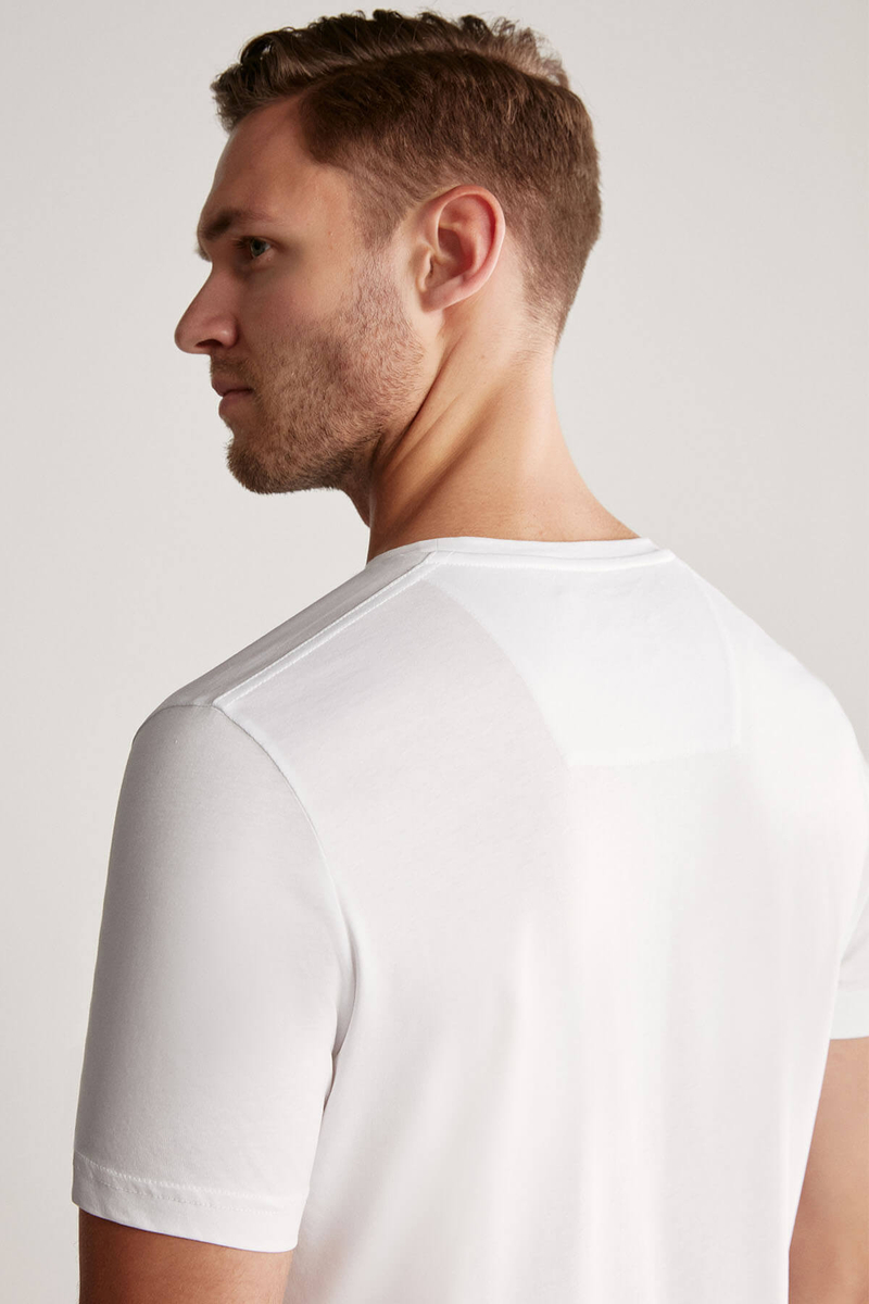 Hemington Logolu Pima Pamuk Beyaz T-Shirt. 4