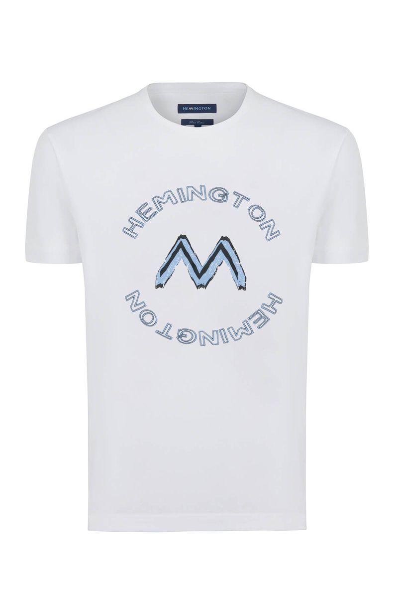 Hemington Logolu Pima Pamuk Beyaz T-Shirt. 8