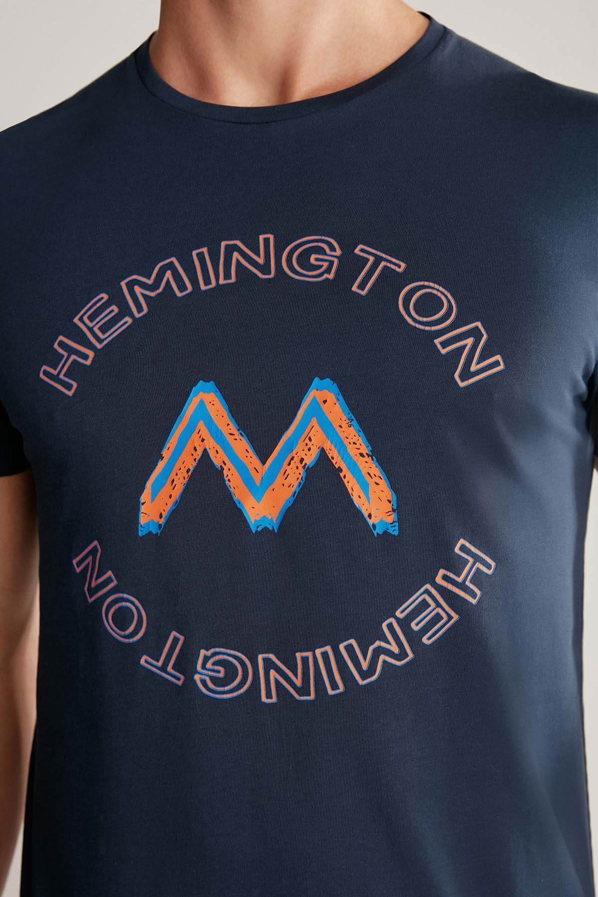 Hemington Logolu Pima Pamuk Lacivert T-Shirt