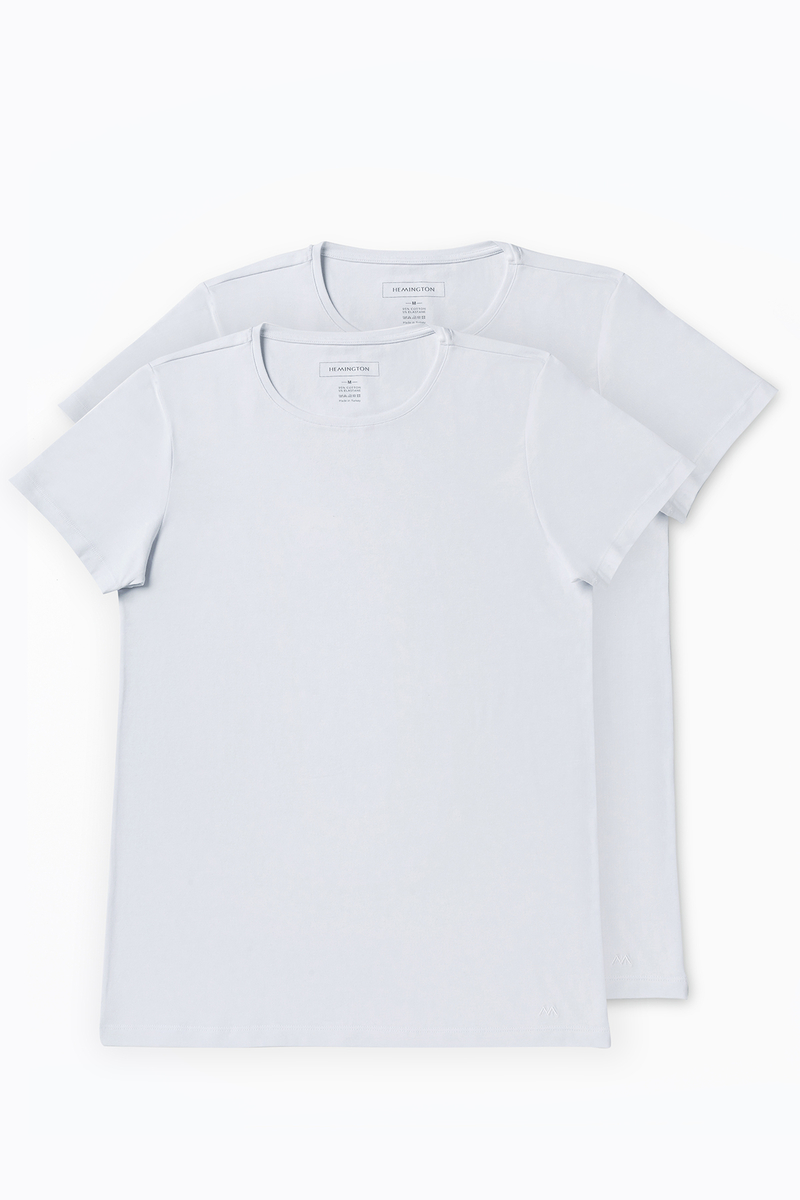 Hemington İkili Beyaz İç Giyim T-Shirt Seti. 2