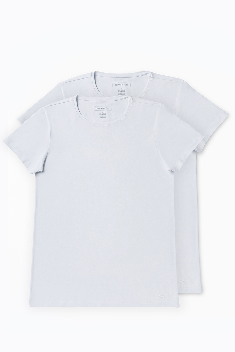 Hemington İkili Beyaz İç Giyim T-Shirt Seti. 2 Hemington İkili Beyaz İç Giyim T-Shirt Seti. 2