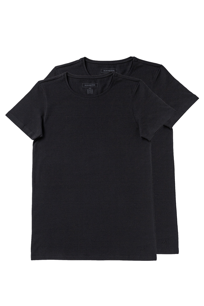 Hemington İkili Siyah İç Giyim T-Shirt Seti. 2 Hemington İkili Siyah İç Giyim T-Shirt Seti. 2