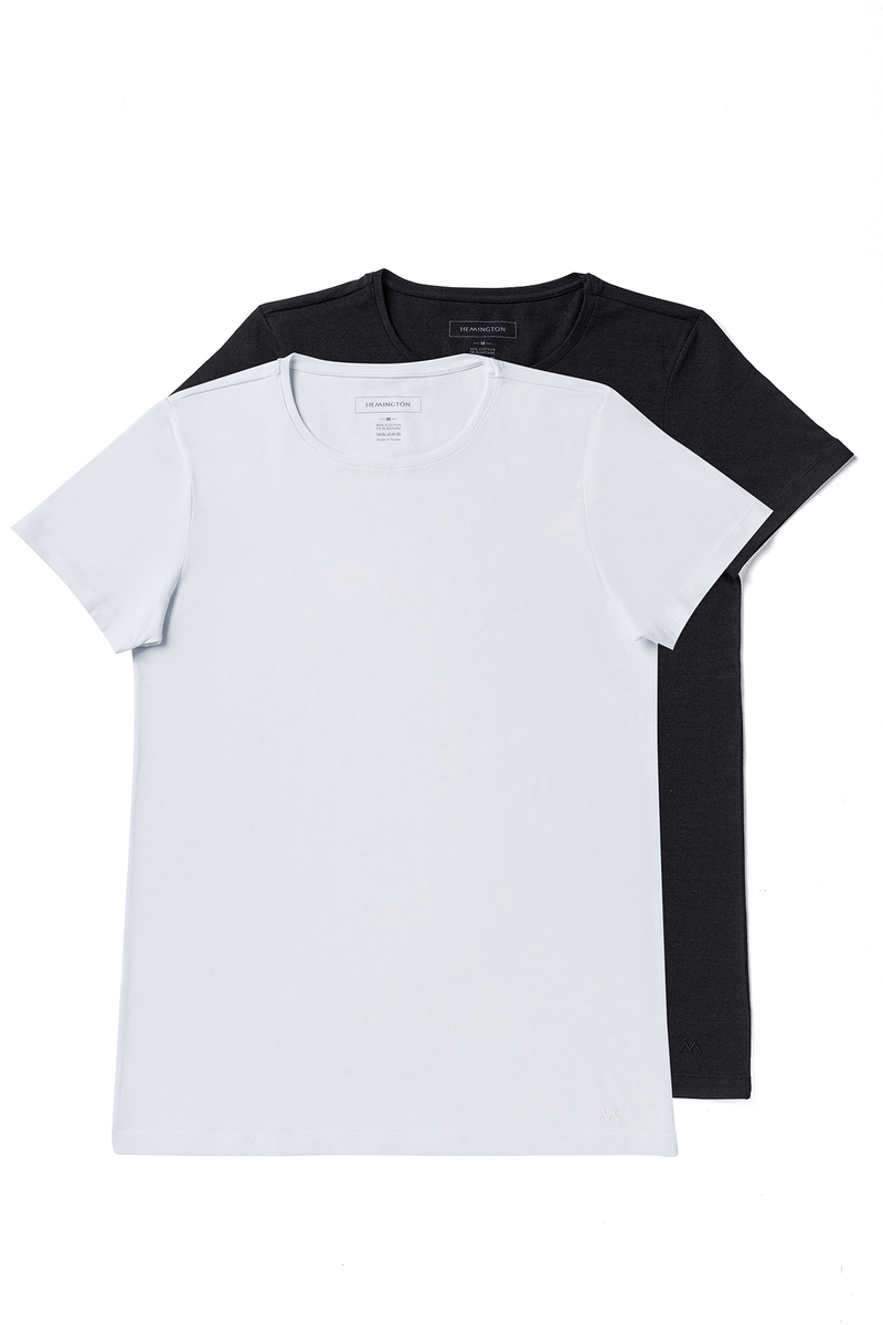 Hemington Siyah-Beyaz İkili İç Giyim T-Shirt Seti. 2 Hemington Siyah-Beyaz İkili İç Giyim T-Shirt Seti. 2