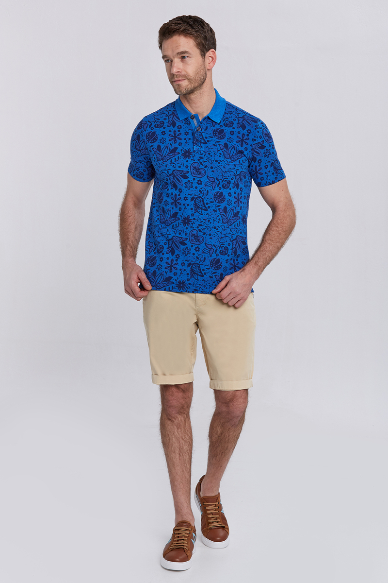 Hemington İndigo Çiçek Desenli Pike Pamuk Polo T-Shirt. 2 Hemington İndigo Çiçek Desenli Pike Pamuk Polo T-Shirt. 2
