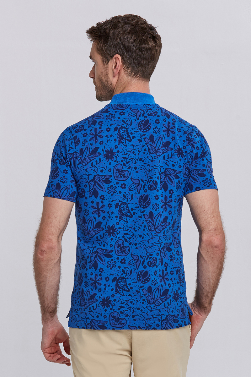 Hemington İndigo Çiçek Desenli Pike Pamuk Polo T-Shirt. 3 Hemington İndigo Çiçek Desenli Pike Pamuk Polo T-Shirt. 3