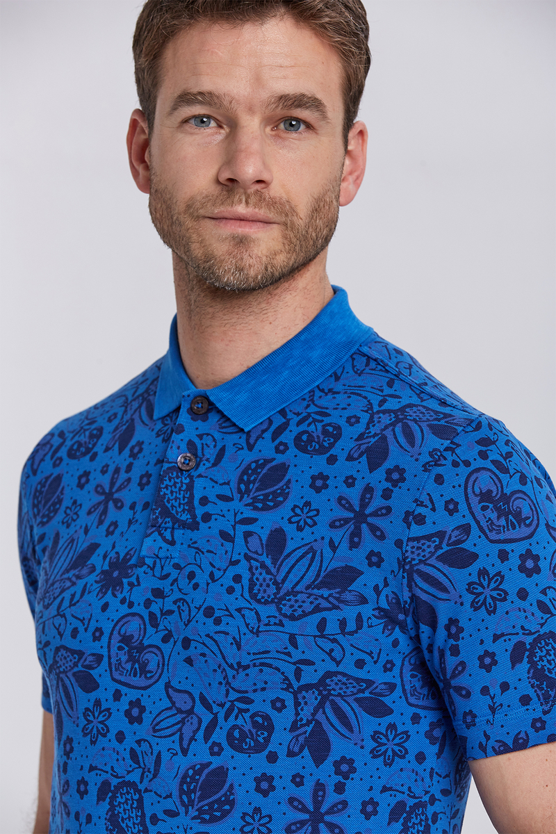 Hemington İndigo Çiçek Desenli Pike Pamuk Polo T-Shirt. 5 Hemington İndigo Çiçek Desenli Pike Pamuk Polo T-Shirt. 5
