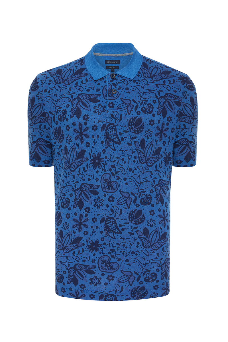 Hemington İndigo Çiçek Desenli Pike Pamuk Polo T-Shirt. 9 Hemington İndigo Çiçek Desenli Pike Pamuk Polo T-Shirt. 9