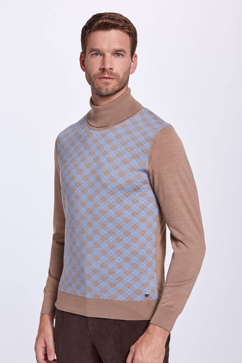 Hemington İpek Karışımlı Boğazlı Yaka Merino Yün Camel Triko. 1 Hemington İpek Karışımlı Boğazlı Yaka Merino Yün Camel Triko. 1