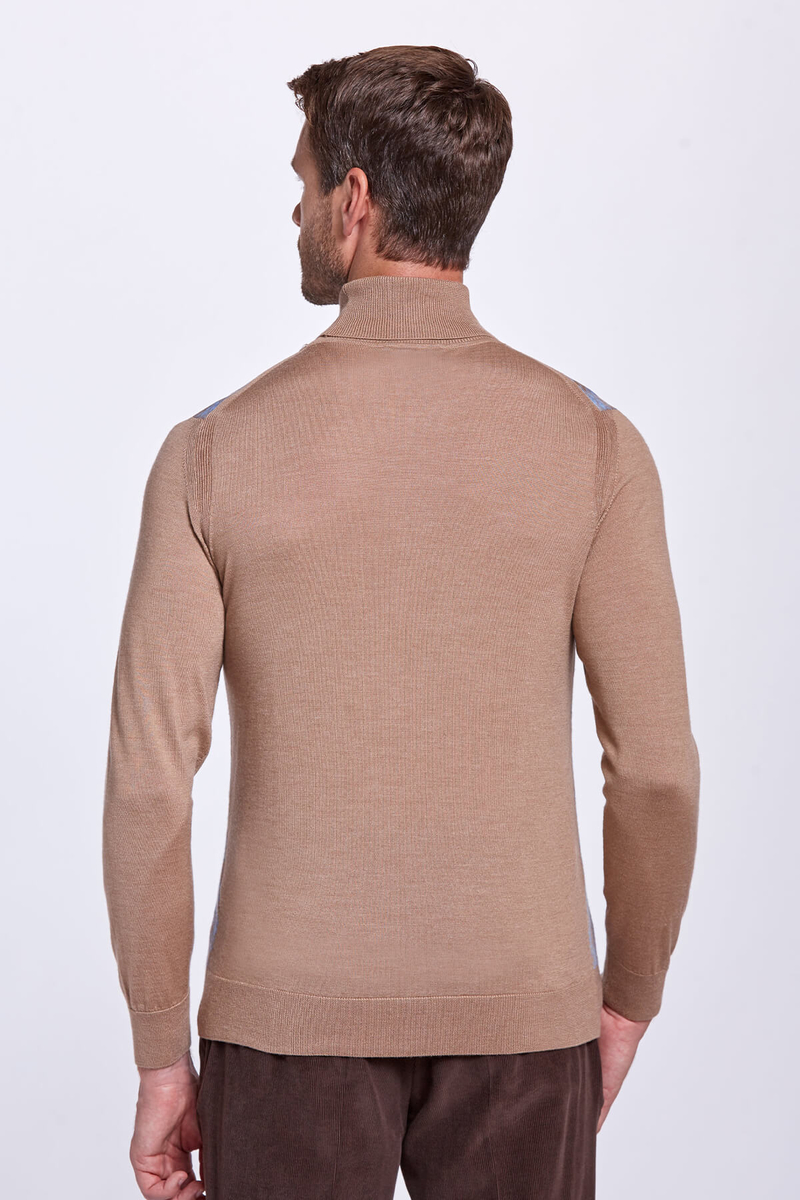 Hemington İpek Karışımlı Boğazlı Yaka Merino Yün Camel Triko. 4 Hemington İpek Karışımlı Boğazlı Yaka Merino Yün Camel Triko. 4