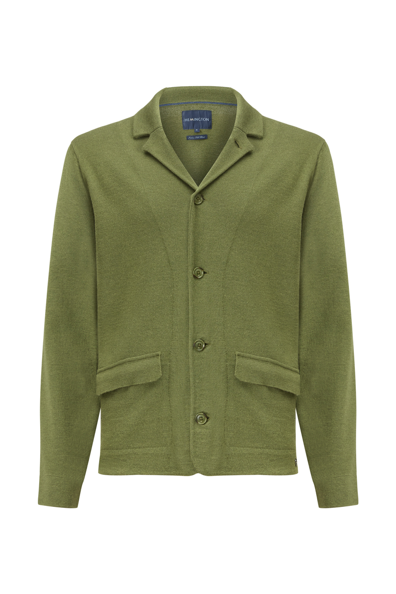Hemington İpek Karışımlı Cep Detaylı Yeşil Triko Ceket. 4