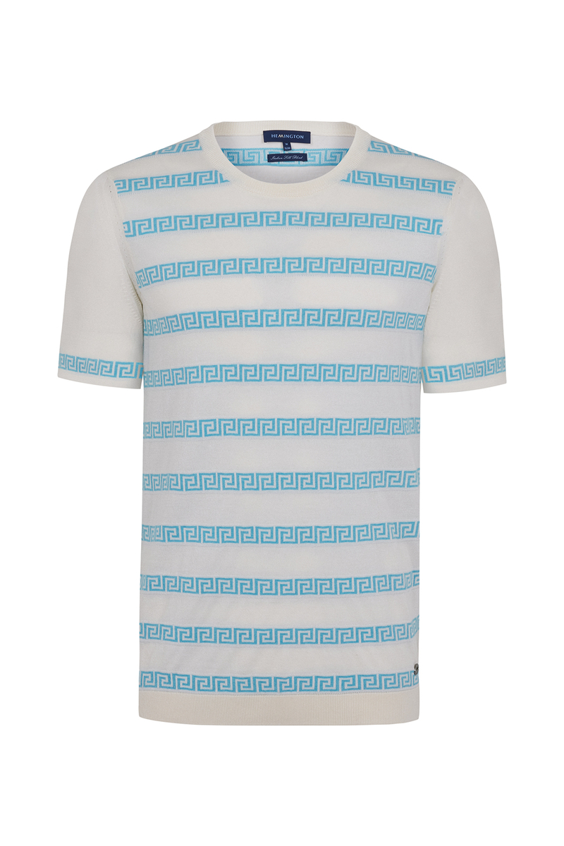 Hemington İpek Karışımlı Çizgi Desenli Beyaz Triko T-Shirt. 4 Hemington İpek Karışımlı Çizgi Desenli Beyaz Triko T-Shirt. 4