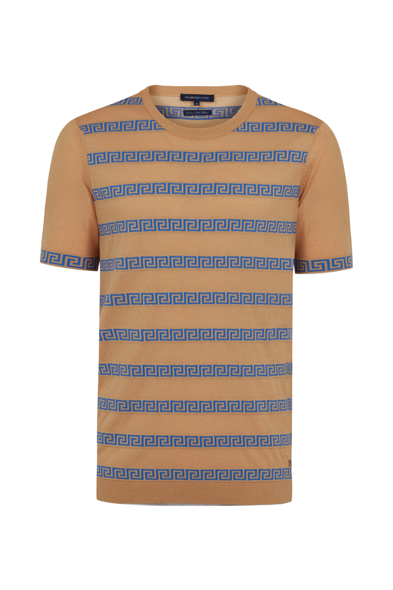 Hemington İpek Karışımlı Çizgi Desenli Mavi Triko T-Shirt. 4 Hemington İpek Karışımlı Çizgi Desenli Mavi Triko T-Shirt. 4