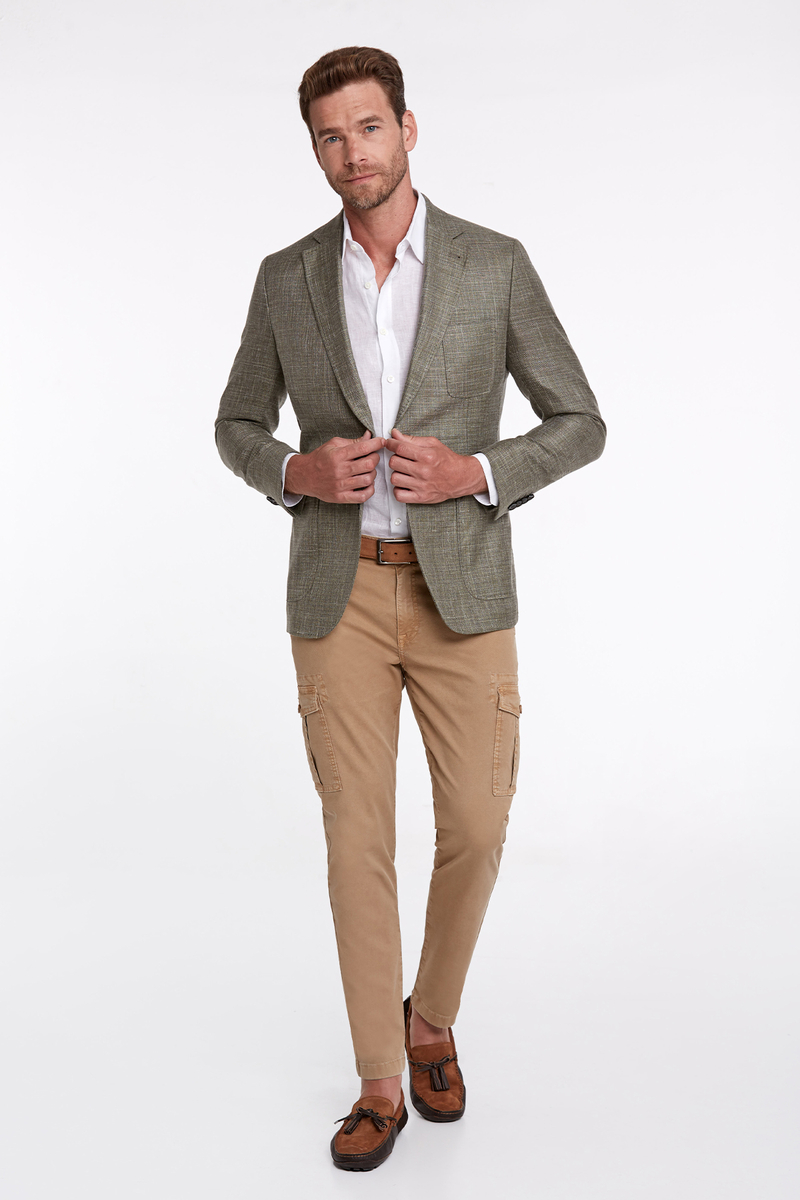 Hemington Keten-İpek Karışımlı Haki Yazlık Blazer Ceket. 2 Hemington Keten-İpek Karışımlı Haki Yazlık Blazer Ceket. 2