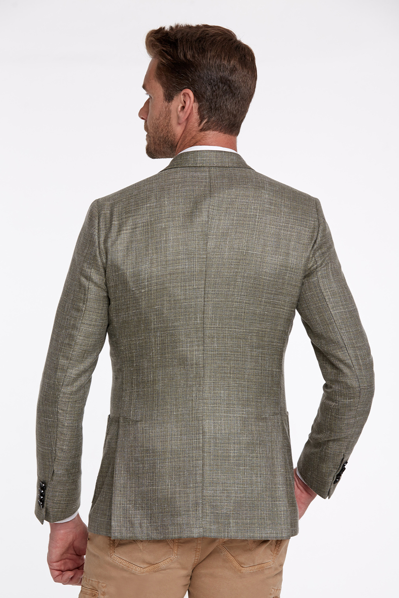 Hemington Keten-İpek Karışımlı Haki Yazlık Blazer Ceket. 4 Hemington Keten-İpek Karışımlı Haki Yazlık Blazer Ceket. 4
