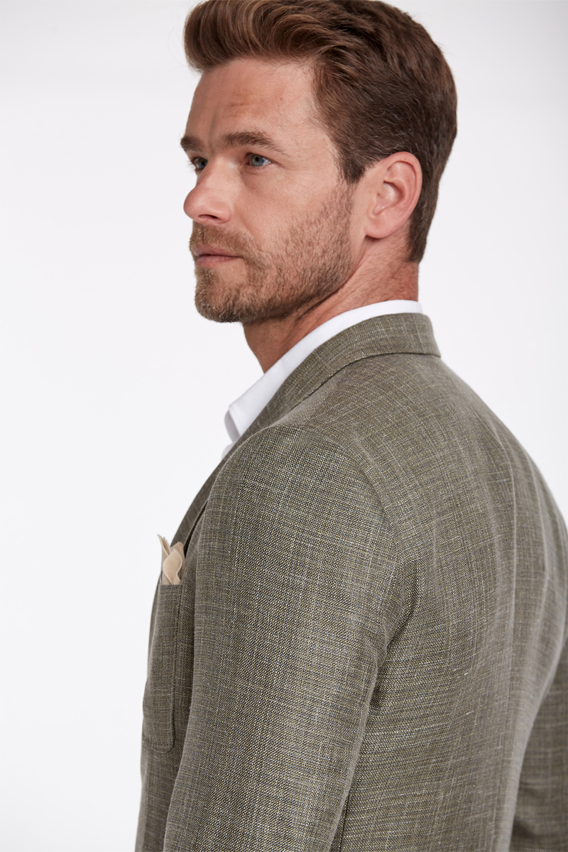 Hemington Keten-İpek Karışımlı Haki Yazlık Blazer Ceket. 6 Hemington Keten-İpek Karışımlı Haki Yazlık Blazer Ceket. 6