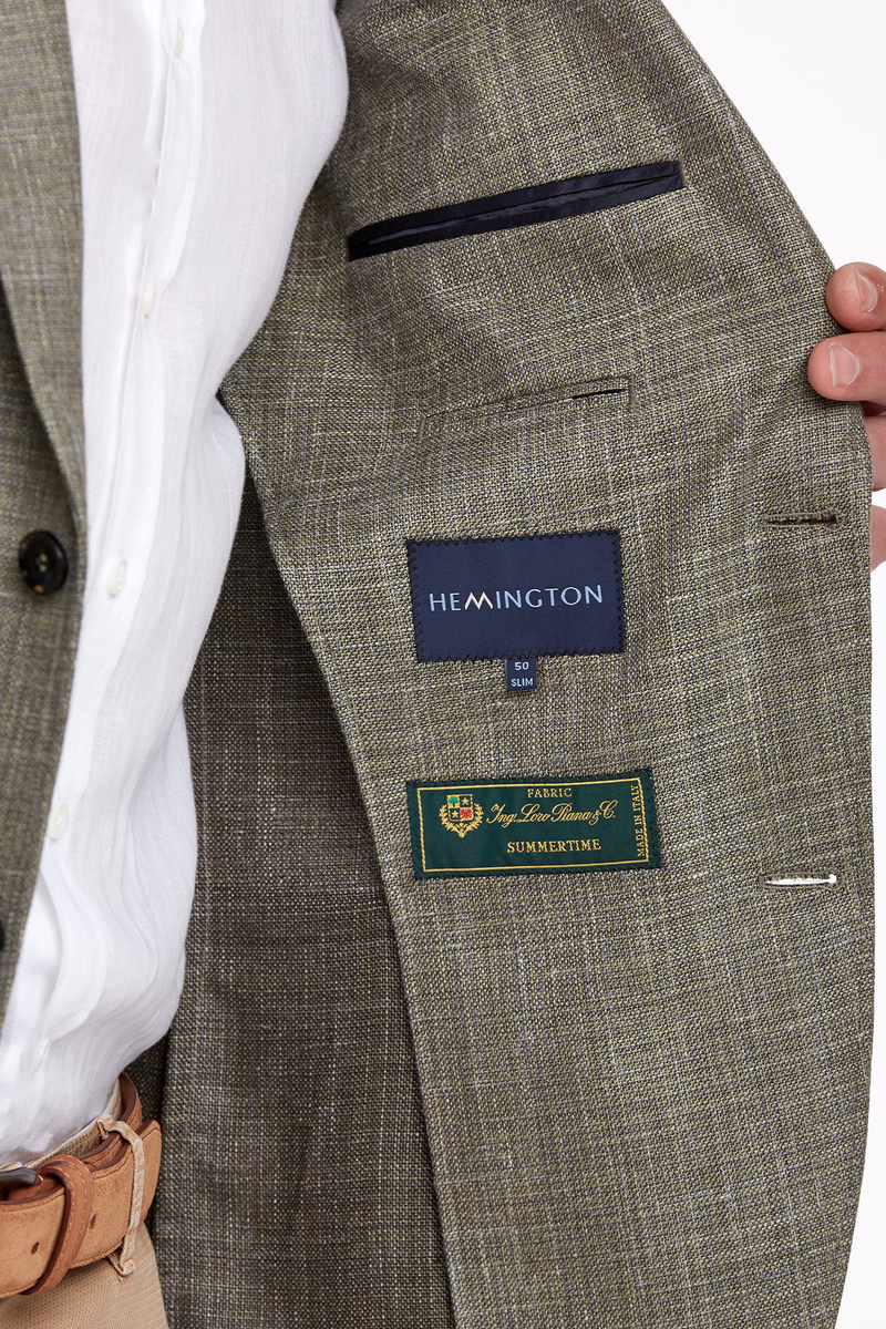 Hemington Keten-İpek Karışımlı Haki Yazlık Blazer Ceket. 8 Hemington Keten-İpek Karışımlı Haki Yazlık Blazer Ceket. 8