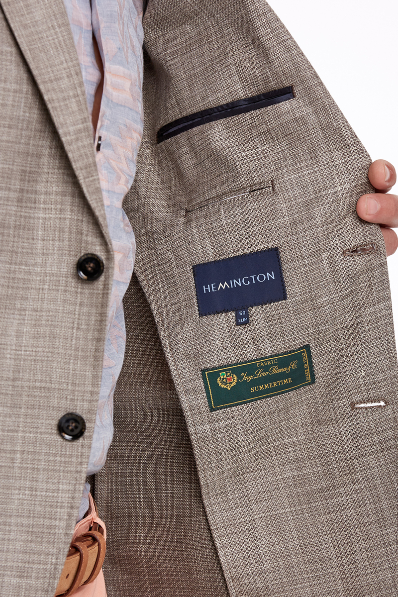 Hemington Keten-İpek Karışımlı Kum Rengi Yazlık Blazer Ceket. 6