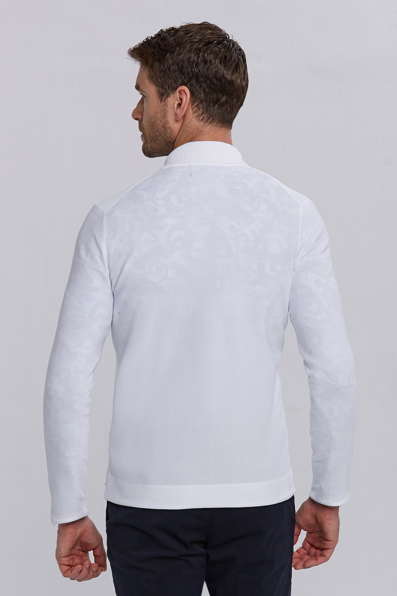 Hemington İtalyan Pamuk Beyaz Triko Yazlık Ceket. 3