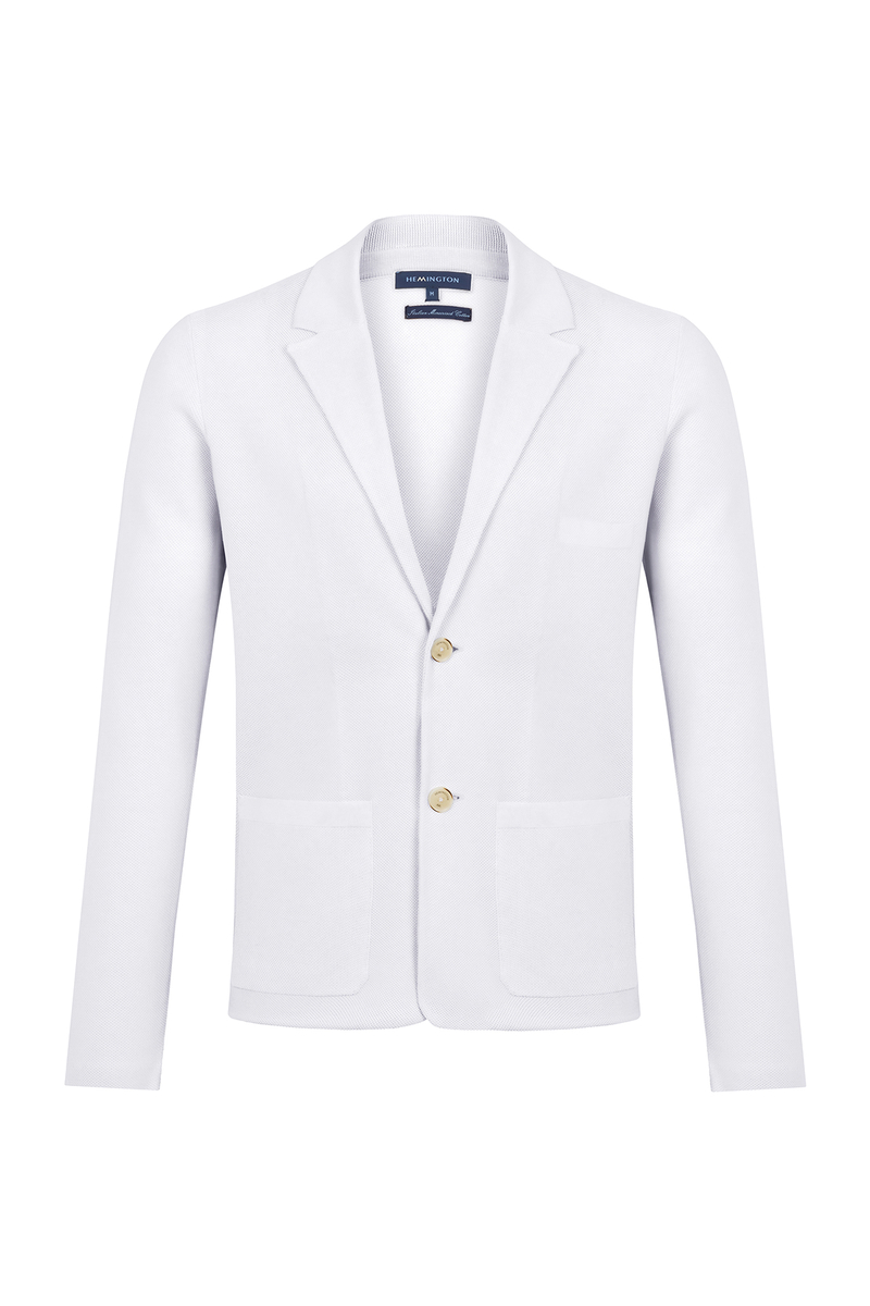 Hemington İtalyan Pamuk Kırık Beyaz Triko Yazlık Ceket. 4