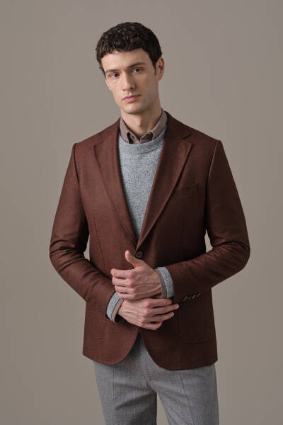 İtalyan Yün Kaşmir Karışım Bordo Blazer Ceket