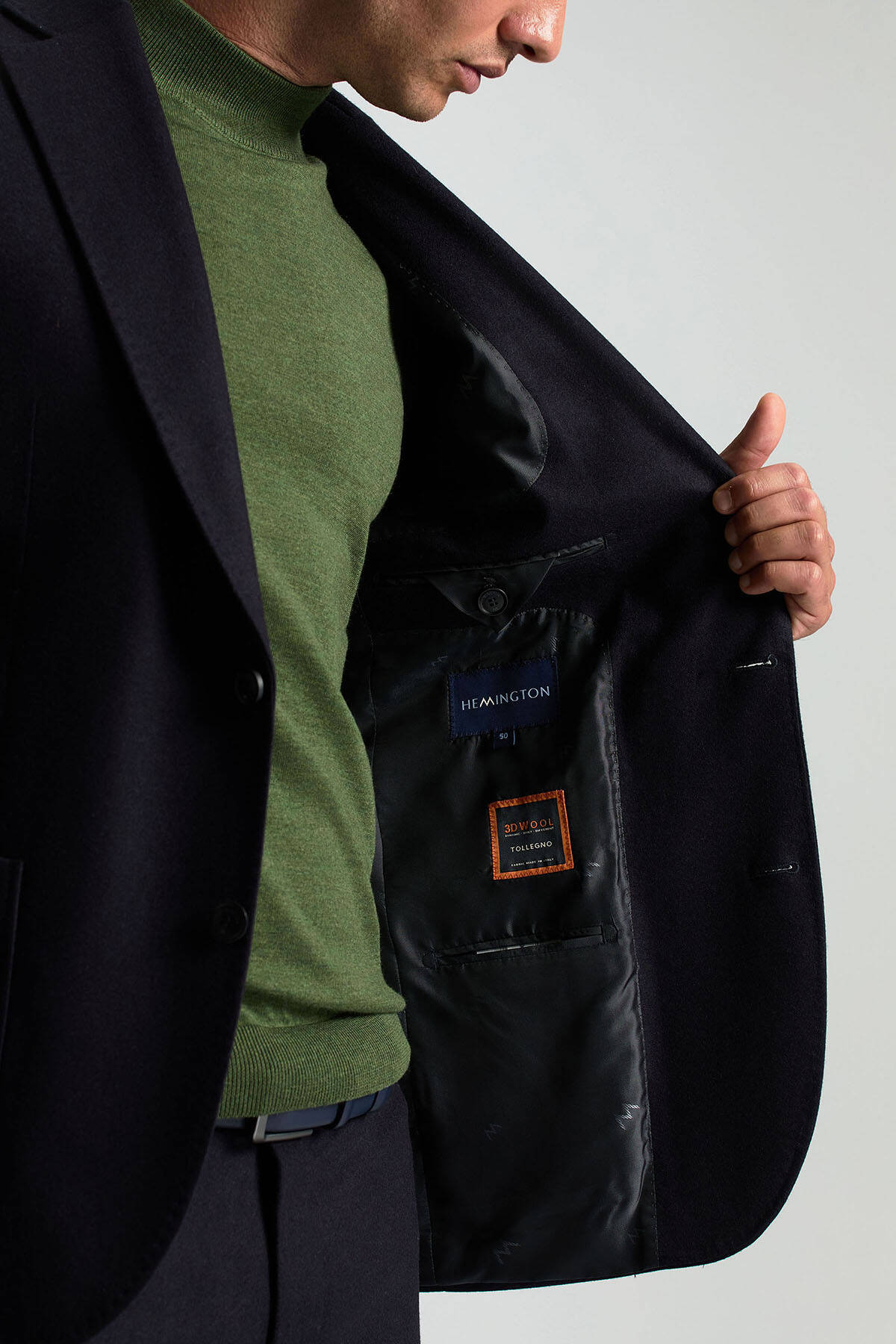 İtalyan Yün Kaşmir Karışım Koyu Lacivert Blazer Ceket