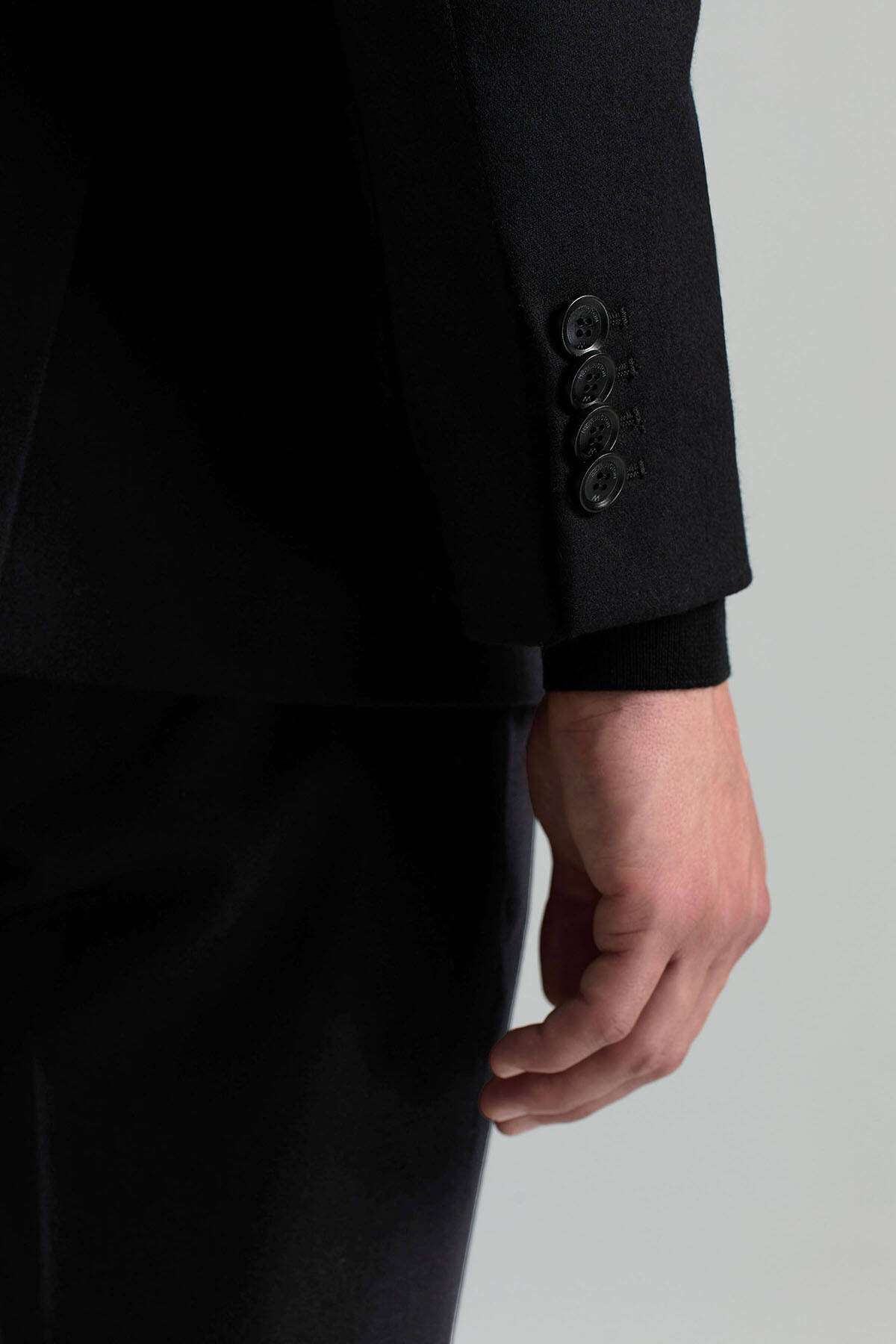 İtalyan Yün Kaşmir Karışım Siyah Blazer Ceket