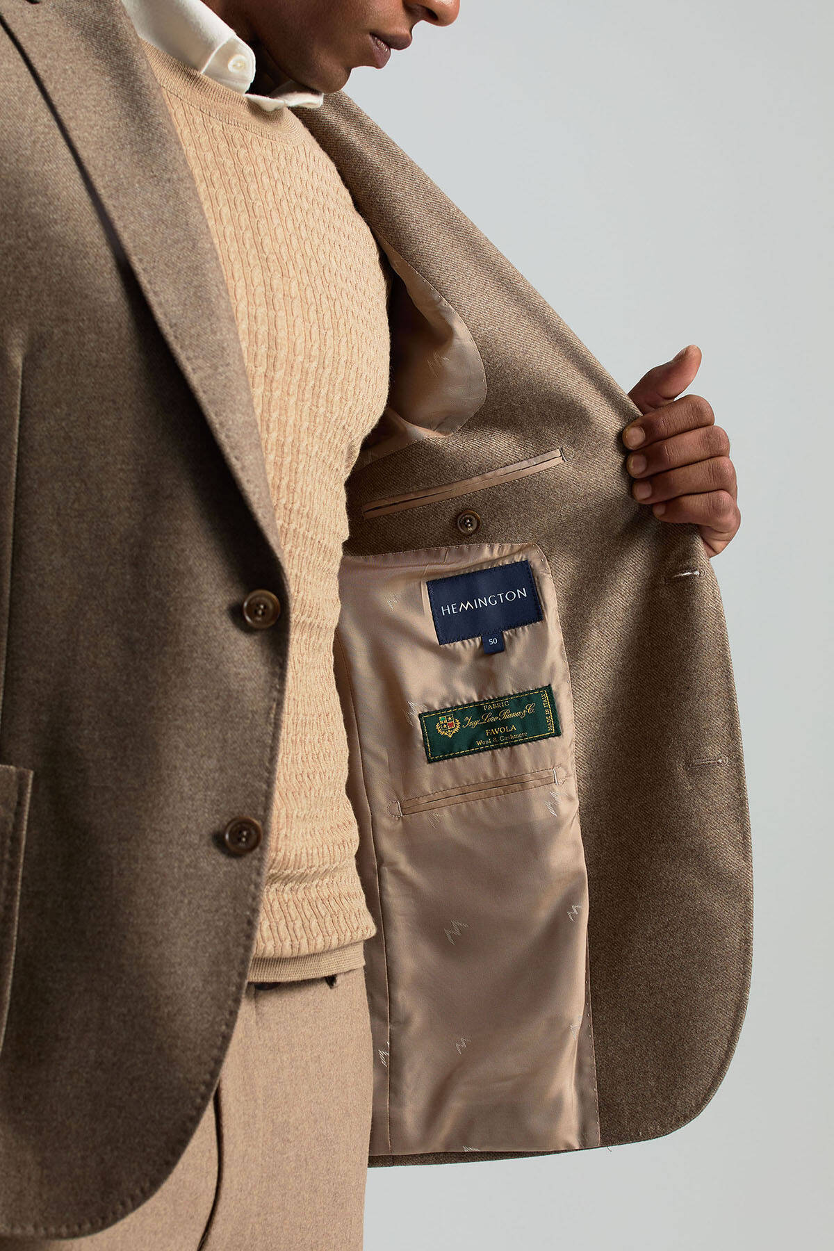 İtalyan Yün Kaşmir Karışım Tütün Rengi Blazer Ceket