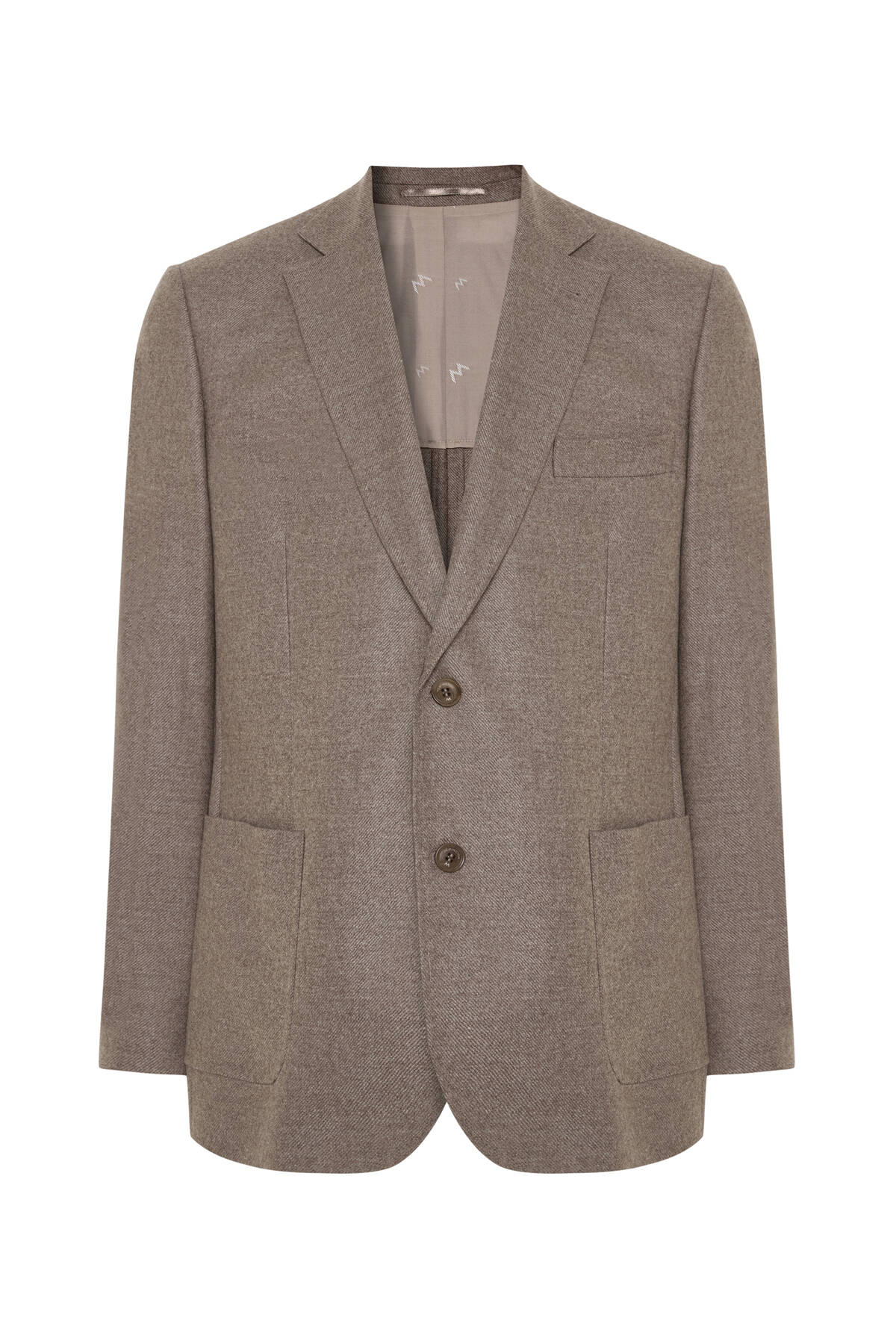 İtalyan Yün Kaşmir Karışım Tütün Rengi Blazer Ceket